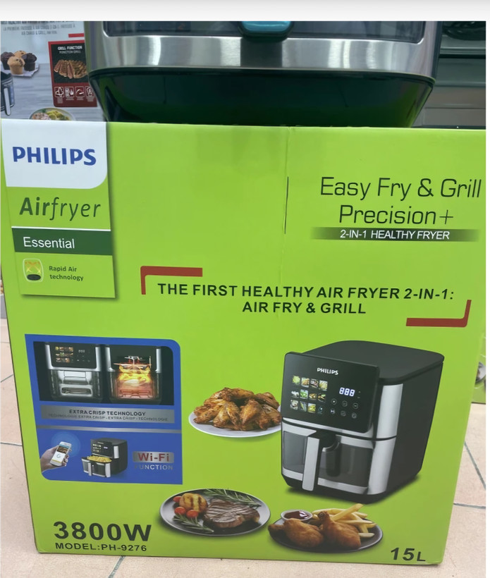 سرخکن دو المنت فیلیپس ظرفیت 15لیتری جلو پنجره ای مانیتور دار-قدرت 3800 وات مدل PH-9276