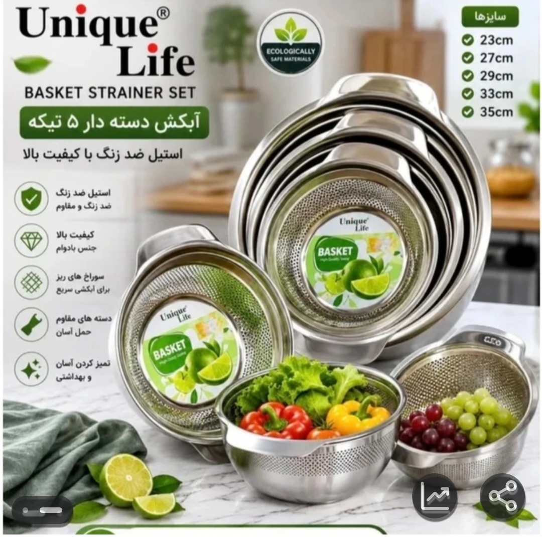 آبکش 5 تکه دسته دار یونیک لایف