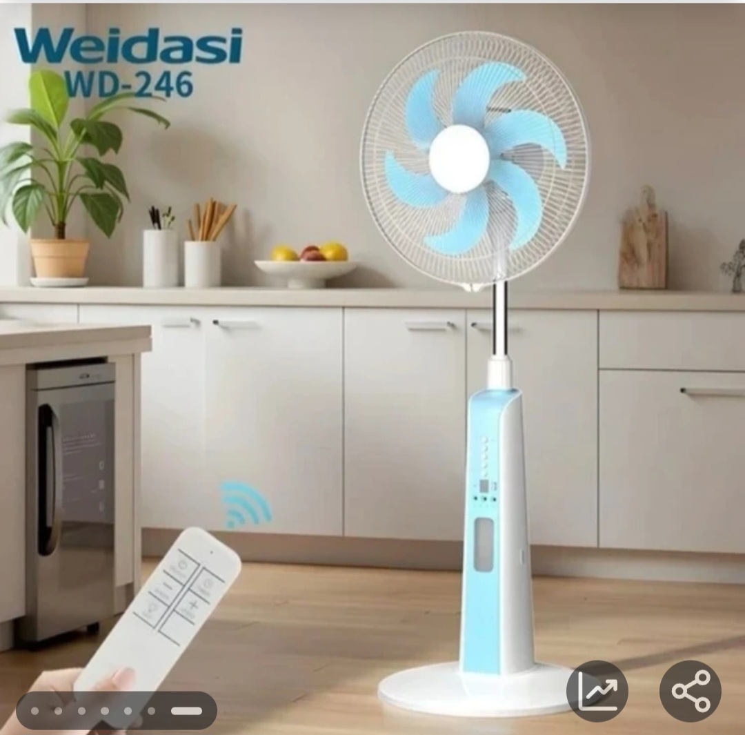 پنکه شارژی خورشیدی ویداسی  مدل WD 246S-سایز 16اینچ با ریموت کنترل