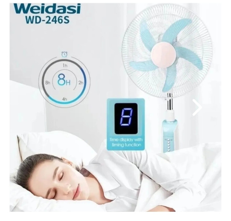 پنکه شارژی خورشیدی ویداسی مدل WD 246S-سایز 16اینچ با ریموت کنترل