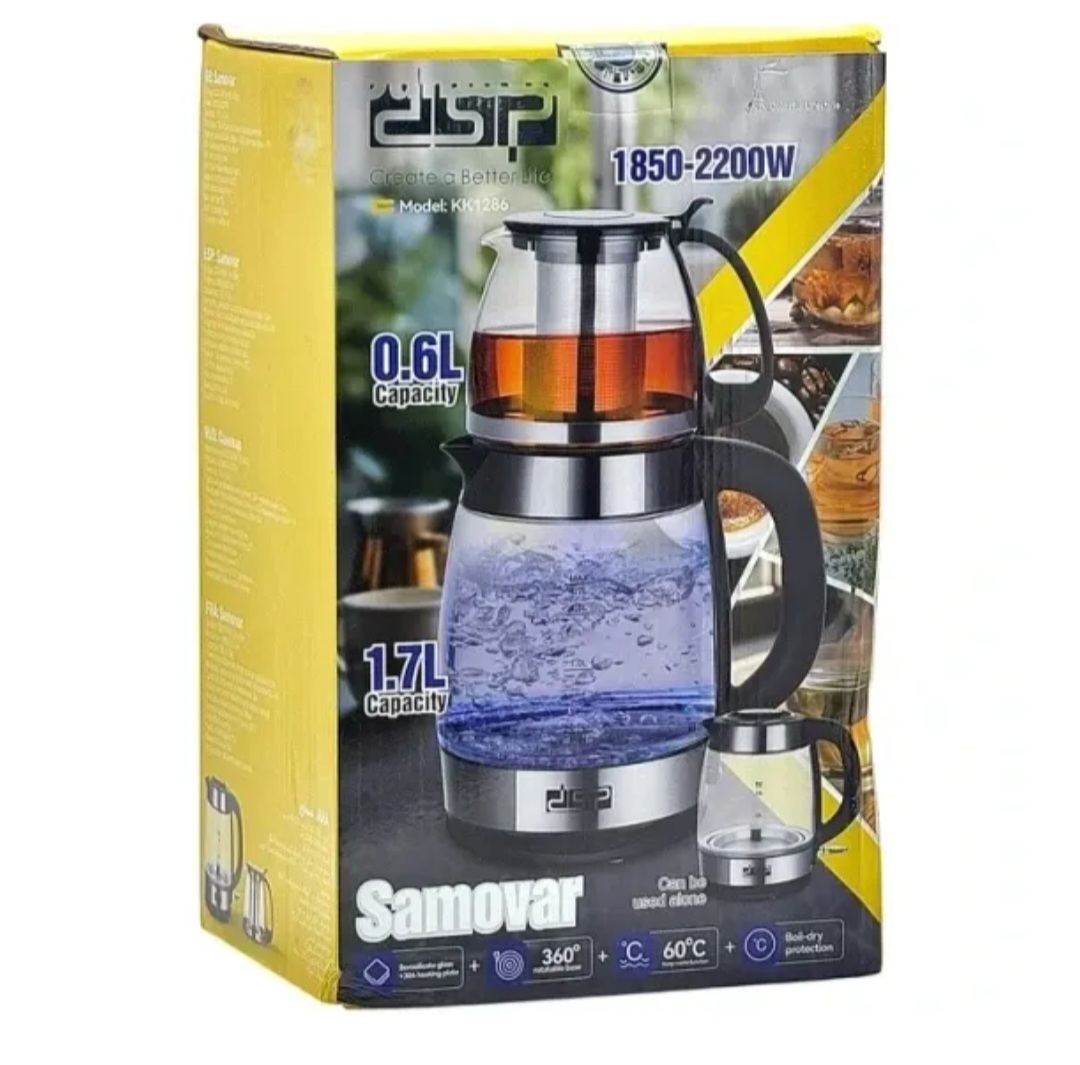 چایساز روهمی DSP مدل KK 1286 توان 2200 وات کتری 1.7 لیتری+قوری 0.6 لیتری
