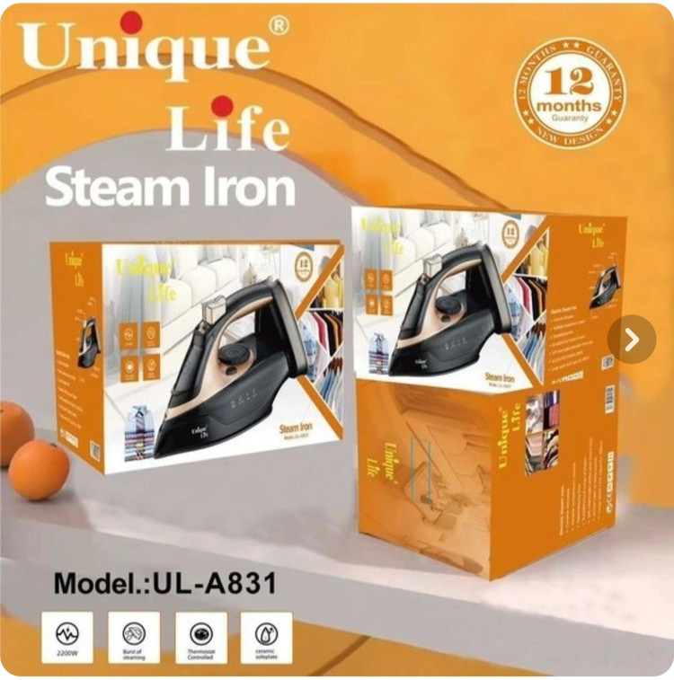 اتو بخار یونیک لایف مدل UL-A831 توان 2200 وات با کفی سرامیک