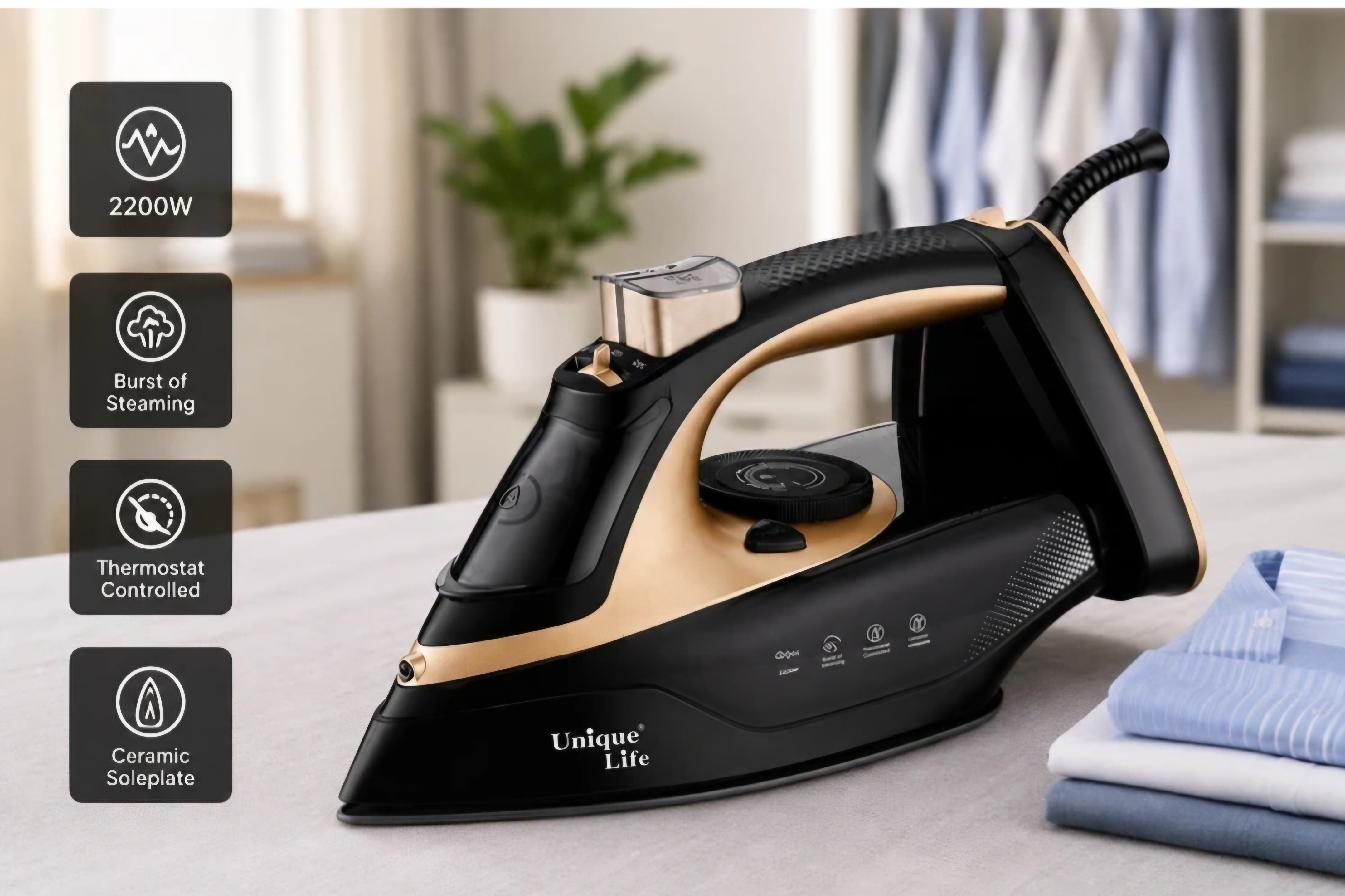 اتو بخار یونیک لایف مدل UL-A831 توان 2200 وات با کفی سرامیک