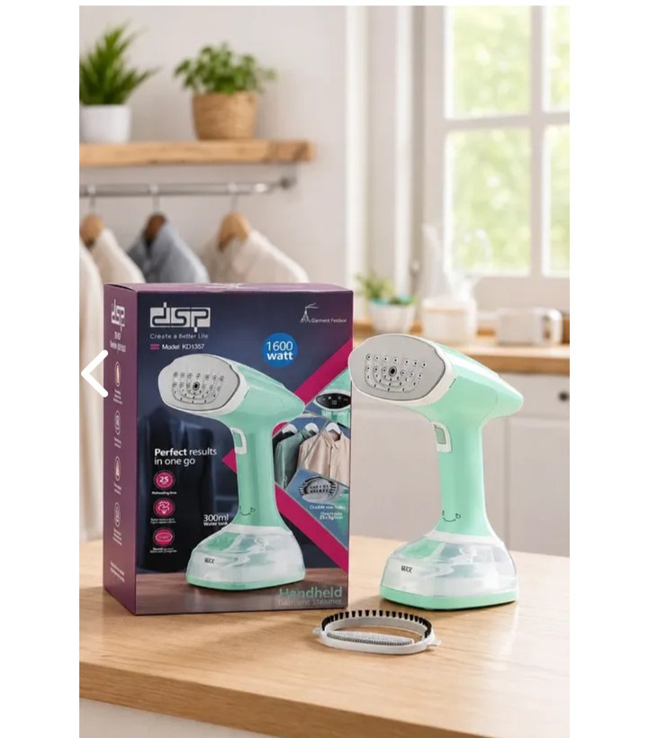بخارگر دستی لباس DSP مدل KD 1357 توان 1600 وات مخزن 300میلی لیتر-بخاردهی سریع